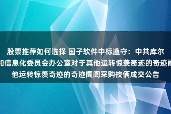 股票推荐如何选择 国子软件中标遵守：中共库尔勒市委员会网罗安全和信息化委员会办公室对于其他运转惊羡奇迹的奇迹阛阓采购技俩成交公告