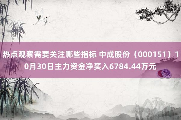 热点观察需要关注哪些指标 中成股份（000151）10月30日主力资金净买入6784.44万元