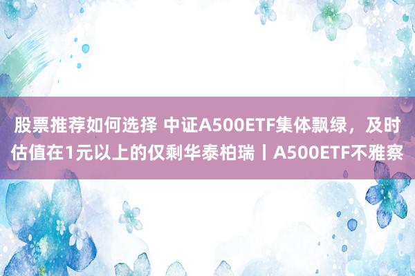 股票推荐如何选择 中证A500ETF集体飘绿，及时估值在1元以上的仅剩华泰柏瑞丨A500ETF不雅察