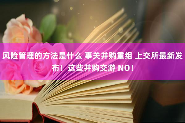 风险管理的方法是什么 事关并购重组 上交所最新发布！这些并购交游 NO！