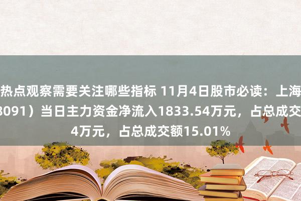 热点观察需要关注哪些指标 11月4日股市必读：上海谊众（688091）当日主力资金净流入1833.54万元，占总成交额15.01%