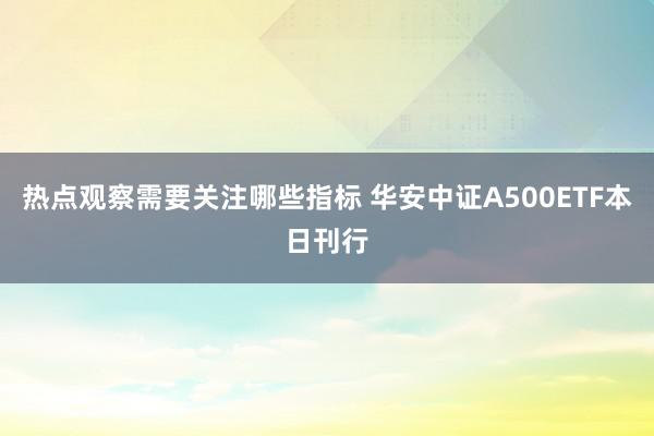 热点观察需要关注哪些指标 华安中证A500ETF本日刊行