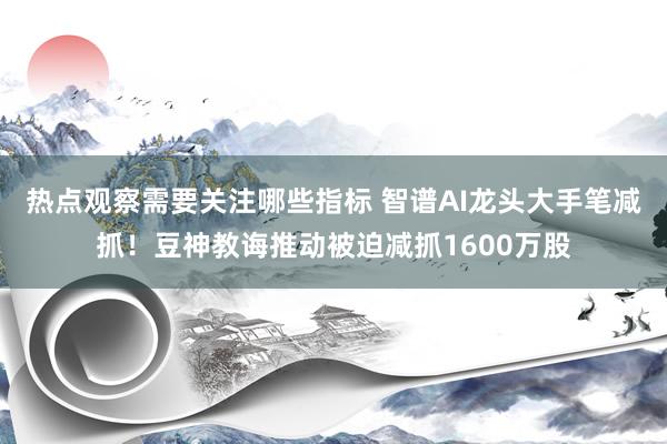 热点观察需要关注哪些指标 智谱AI龙头大手笔减抓！豆神教诲推动被迫减抓1600万股