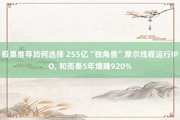 股票推荐如何选择 255亿“独角兽”摩尔线程运行IPO, 和而泰5年爆赚920%