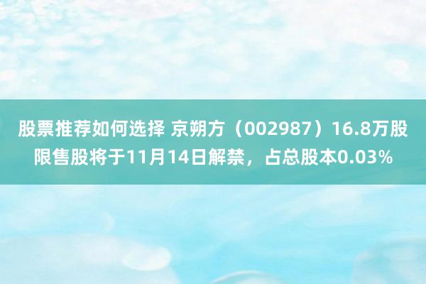 股票推荐如何选择 京朔方（002987）16.8万股限售股将于11月14日解禁，占总股本0.03%