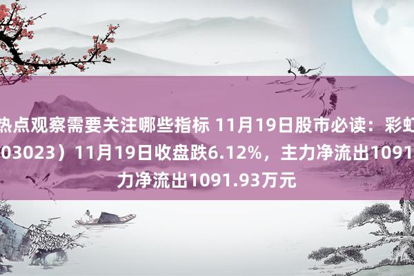 热点观察需要关注哪些指标 11月19日股市必读：彩虹集团（003023）11月19日收盘跌6.12%，主力净流出1091.93万元