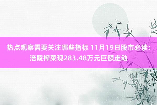 热点观察需要关注哪些指标 11月19日股市必读：涪陵榨菜现283.48万元巨额走动