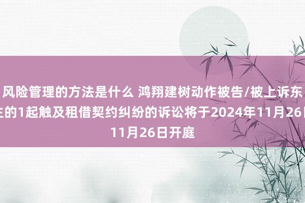 风险管理的方法是什么 鸿翔建树动作被告/被上诉东说念主的1起触及租借契约纠纷的诉讼将于2024年11月26日开庭