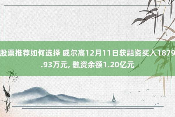 股票推荐如何选择 威尔高12月11日获融资买入1879.93万元, 融资余额1.20亿元