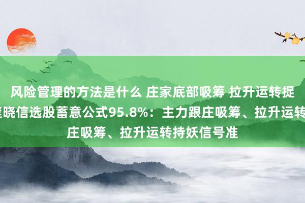 风险管理的方法是什么 庄家底部吸筹 拉升运转捉妖主升浪 邃晓信选股蓄意公式95.8%：主力跟庄吸筹、拉升运转持妖信号准