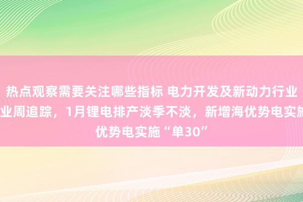 热点观察需要关注哪些指标 电力开发及新动力行业周报：产业周追踪，1月锂电排产淡季不淡，新增海优势电实施“单30”