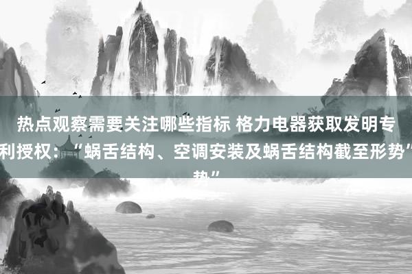 热点观察需要关注哪些指标 格力电器获取发明专利授权：“蜗舌结构、空调安装及蜗舌结构截至形势”