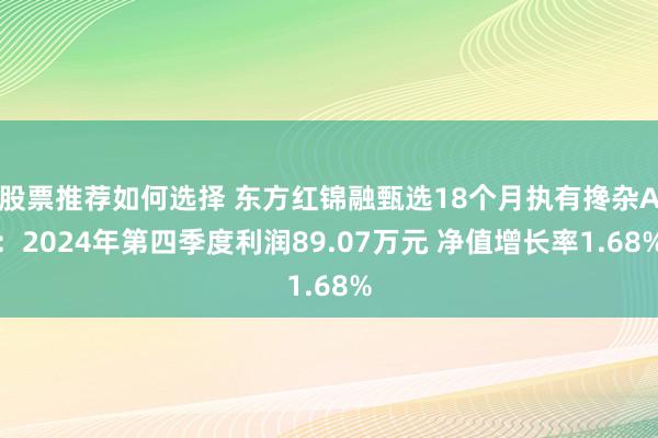 股票推荐如何选择 东方红锦融甄选18个月执有搀杂A：2024年第四季度利润89.07万元 净值增长率1.68%