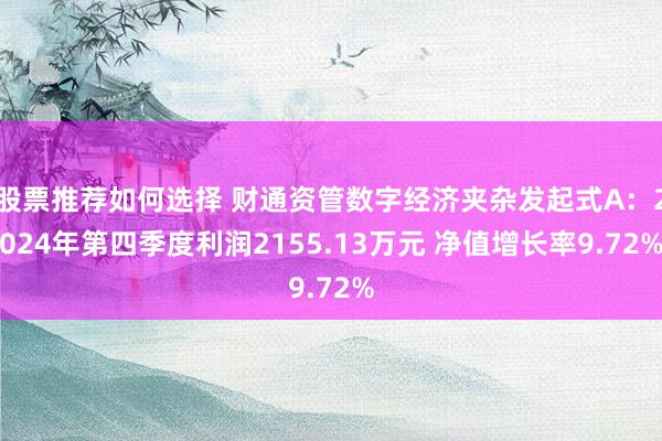 股票推荐如何选择 财通资管数字经济夹杂发起式A：2024年第四季度利润2155.13万元 净值增长率9.72%