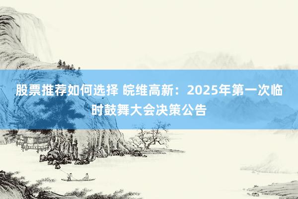 股票推荐如何选择 皖维高新：2025年第一次临时鼓舞大会决策公告