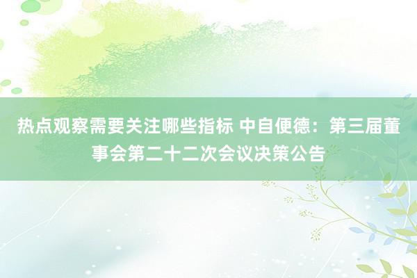 热点观察需要关注哪些指标 中自便德：第三届董事会第二十二次会议决策公告