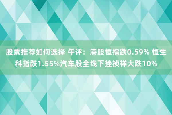 股票推荐如何选择 午评：港股恒指跌0.59% 恒生科指跌1.55%汽车股全线下挫祯祥大跌10%