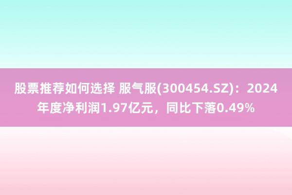 股票推荐如何选择 服气服(300454.SZ)：2024年度净利润1.97亿元，同比下落0.49%