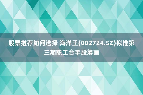 股票推荐如何选择 海洋王(002724.SZ)拟推第三期职工合手股筹画