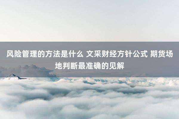 风险管理的方法是什么 文采财经方针公式 期货场地判断最准确的见解